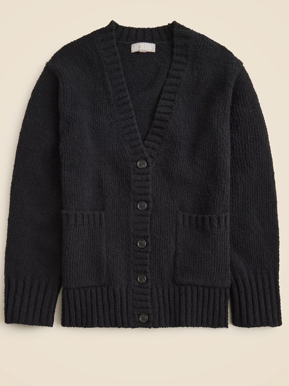 J. Crew Black Classic Marina V- Neck Cardigan Sweater, Size XL, NWT